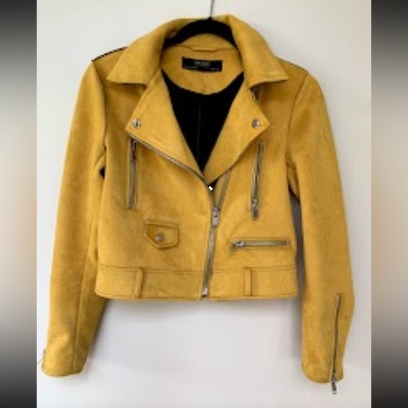 Yellow Suede Zara Motorcycle Jacket - Picture 2 of 5